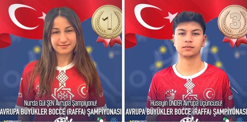 Türkiye’nin Bocce milli sporcularından Nurda Gül Şen, ‘Altın Nokta’ kategorisinde ‘Avrupa Şampiyonu’ olurken, Hüseyin Önder ise Tek Erkekler kategorisinde ‘Bronz Madalya’ kazandı.