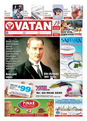Yeni Vatan – 9 Kasım 2015 – Sayı 1825