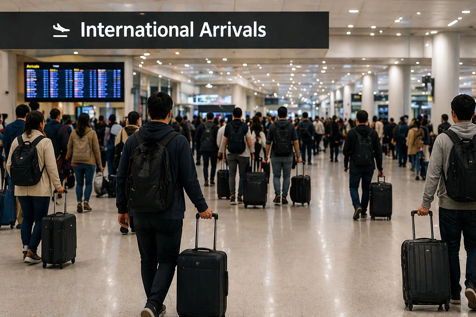 Sydney’de kızamık temas uyarısını temsil eden havalimanı yolcu yoğunluğu görseli