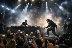 Travis Scott’a sahne tepkisi konulu temsili editoryal görsel