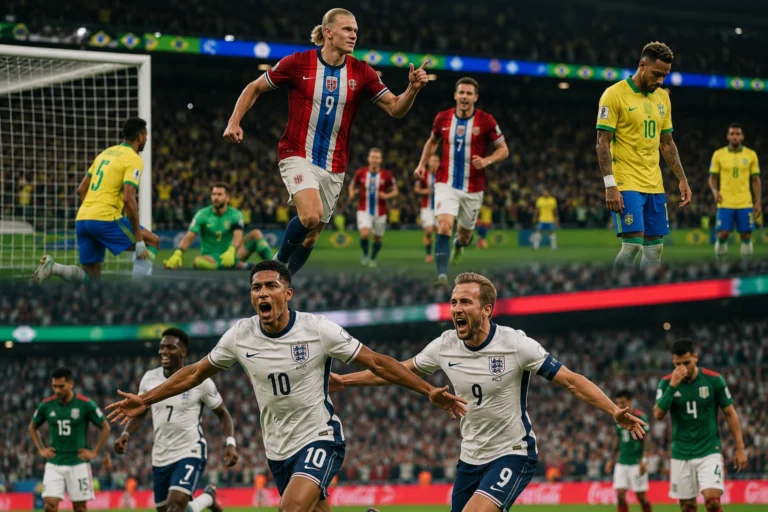Norveç ve İngiltere çeyrek finalde konulu temsili editoryal görsel