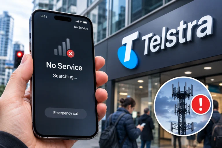 Telstra: Ağ saatleri 20 yıl geriye gitti konulu temsili editoryal görsel